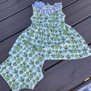 Kate Quinn Green Leaf Print Baby set